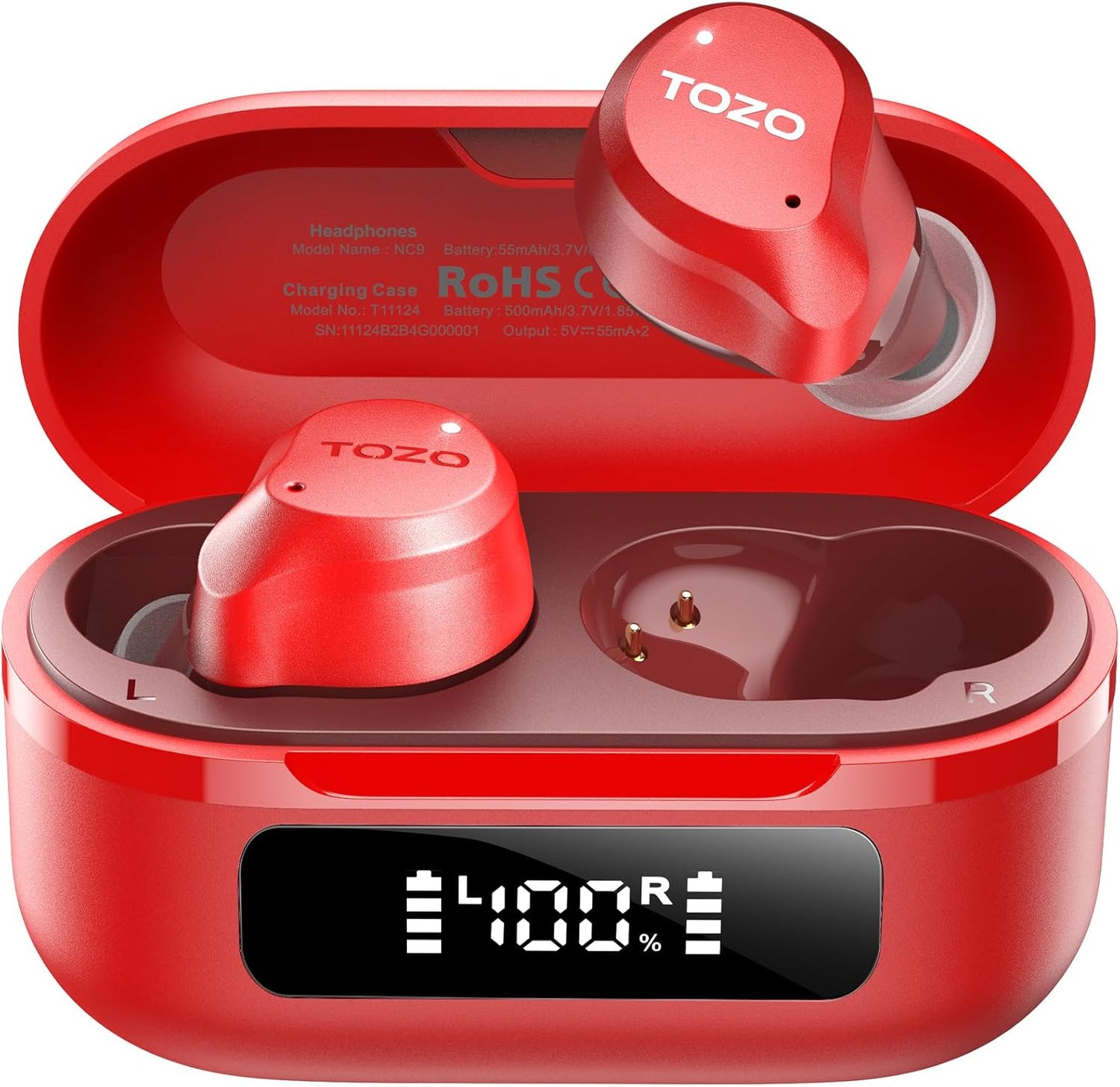 TOZO NC9 Wireless Earbuds - Hybrid Active Noise Cancelling, IPX8 Waterproof, 60H Playtime, Bluetooth 5.3