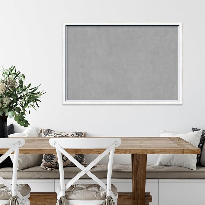 Amanti Art White Framed Magnetic Board 26x38 Large Vision Board for use with Magnets, 100% Metal Sheet to Display Items as Office Decor or for Home Organization in mudroom, Kitchen or Kids Room