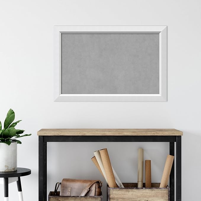 Amanti Art White Framed Magnetic Board 24x36 Large Vision Board for use with Magnets, 100% Metal Sheet to Display Items as Office Decor or for Home Organization in mudroom, Kitchen or Kids Room