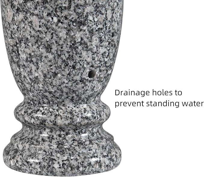 Granite Cemetery Vase for Grave Markers,Heavy Headstone Memorial Flower Holder Decorations.