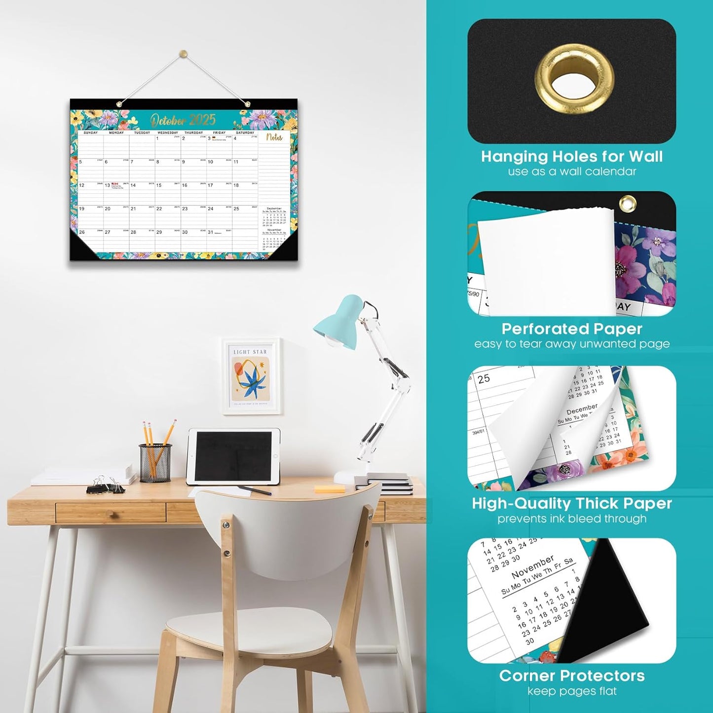 Skiennix Desk Calendar 2025-2027 | Stylish Design with Gel Pen Included