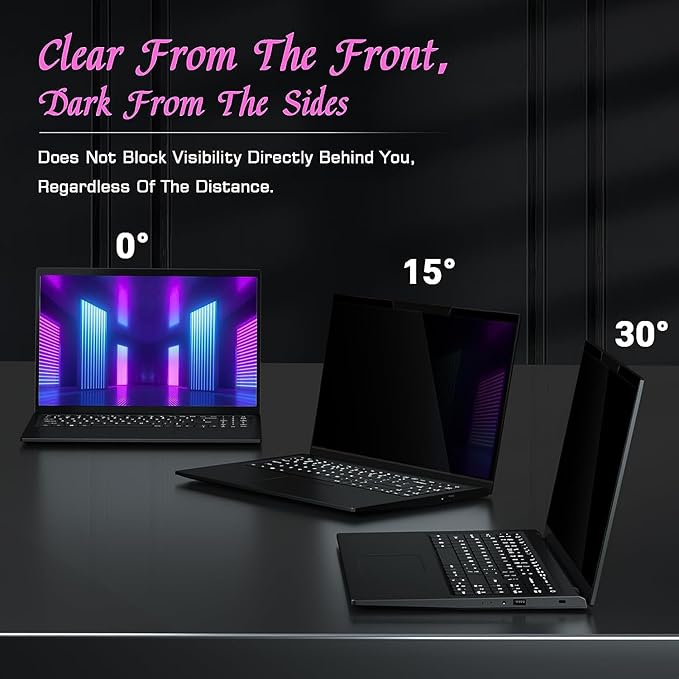 PYS Magnetic Laptop Privacy Screen 14 Inch (16:9 Aspect) - Anti-Glare Blue Light Filter, Removable Privacy Screen Protector Compatible with HP/Dell/Acer/Lenovo/Samsung/ASUS (12.2x6.9inch/ W x H)