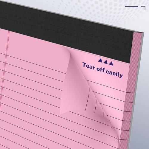 AILZFEI Wide Legal Pads - 3 Pack Pink College Ruled Notepads | 11" x 9.5", 30 Sheets Each, Perforated