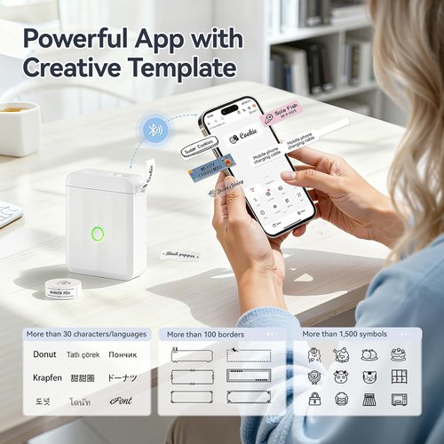 NIIMBOT D110 Mini Label Maker - Portable Bluetooth Thermal Printer with Multiple Templates | White
