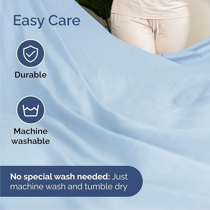Queen Size 4 Piece Sheet Set - Comfy Breathable & Cooling Bed Sheets Set - Hotel Luxury Bedding for Women, Men, Kids, Teens, Boys & Girls - Deep Pockets, Soft and Wrinkle Free - Oeko-Tex - Light Blue
