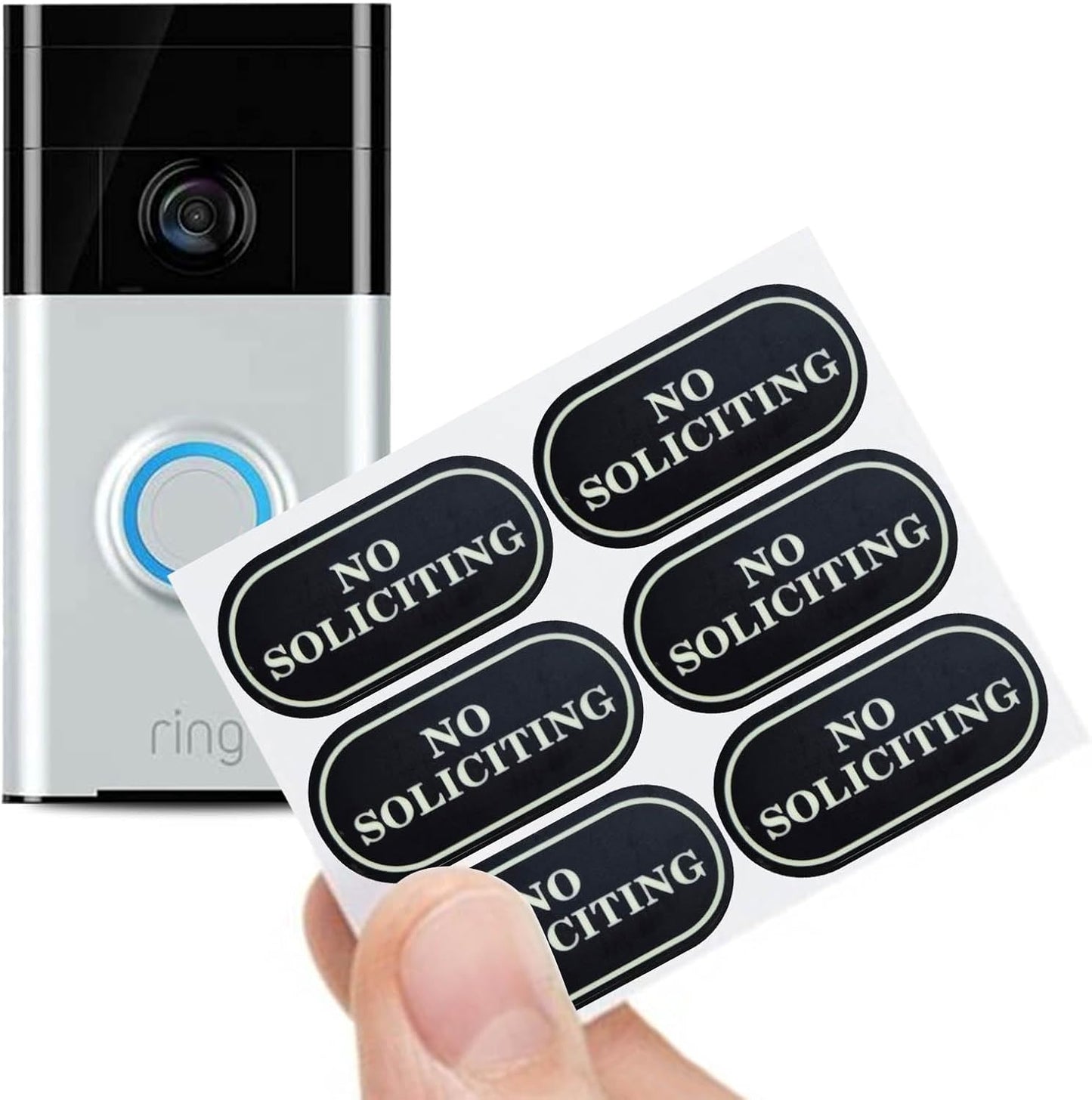 Skiennix No Soliciting Sign - Glow in the Dark Stickers | 6 Pcs Tiny Size for Door, Wall, Window