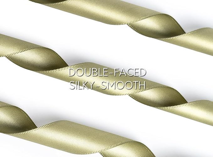 Sage Green Satin Ribbon 7/8 Inch x 50 Yards Double-Faced Ribbons for Gift Wrapping Crafts Flower Bouquet Wedding Paper Bows Invitations