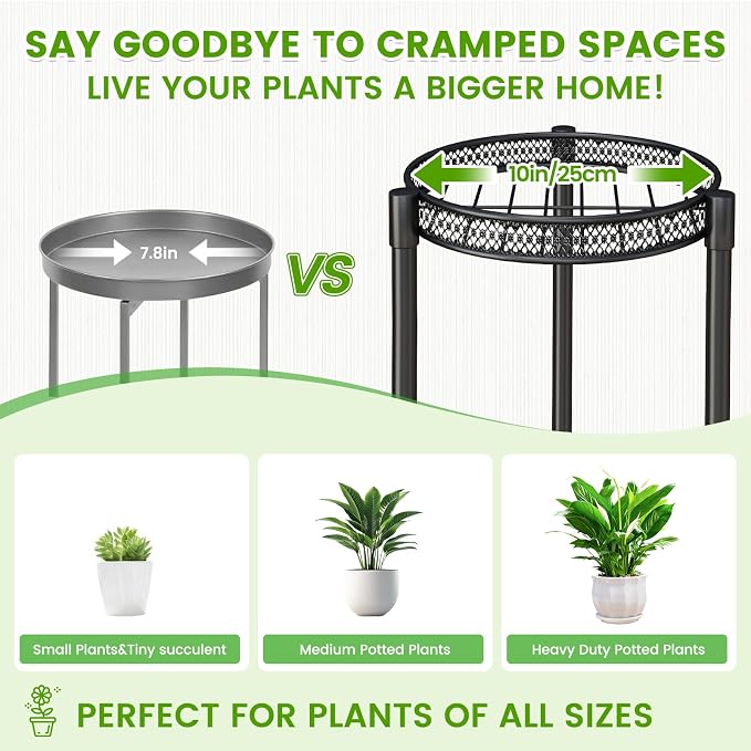 3 Tier Corner Black Plant Stand Indoor,32 Inch Tall Multiple Sturdy Vertical Metal Flower Heavy Duty Pot Holder Shelf Outdoor for Patio Porch Living Room