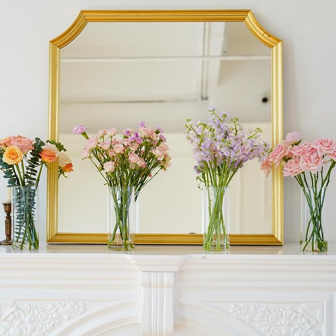 4pcs Glass Cylinder Vases for Centerpieces - 8 Inch Tall Glass Vases for Flowers, Hurricane Candle Holders Floating Candle Vase for Table Centerpiece Formal Dinners Home Decor