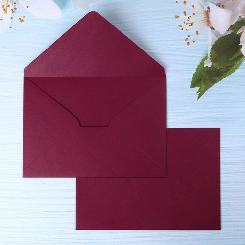 PONATIA A7 Envelopes - Shiny Burgundy 50 PCS Pack for Wedding Invitations & Greeting Cards | 5.25 x 7.25 Inches