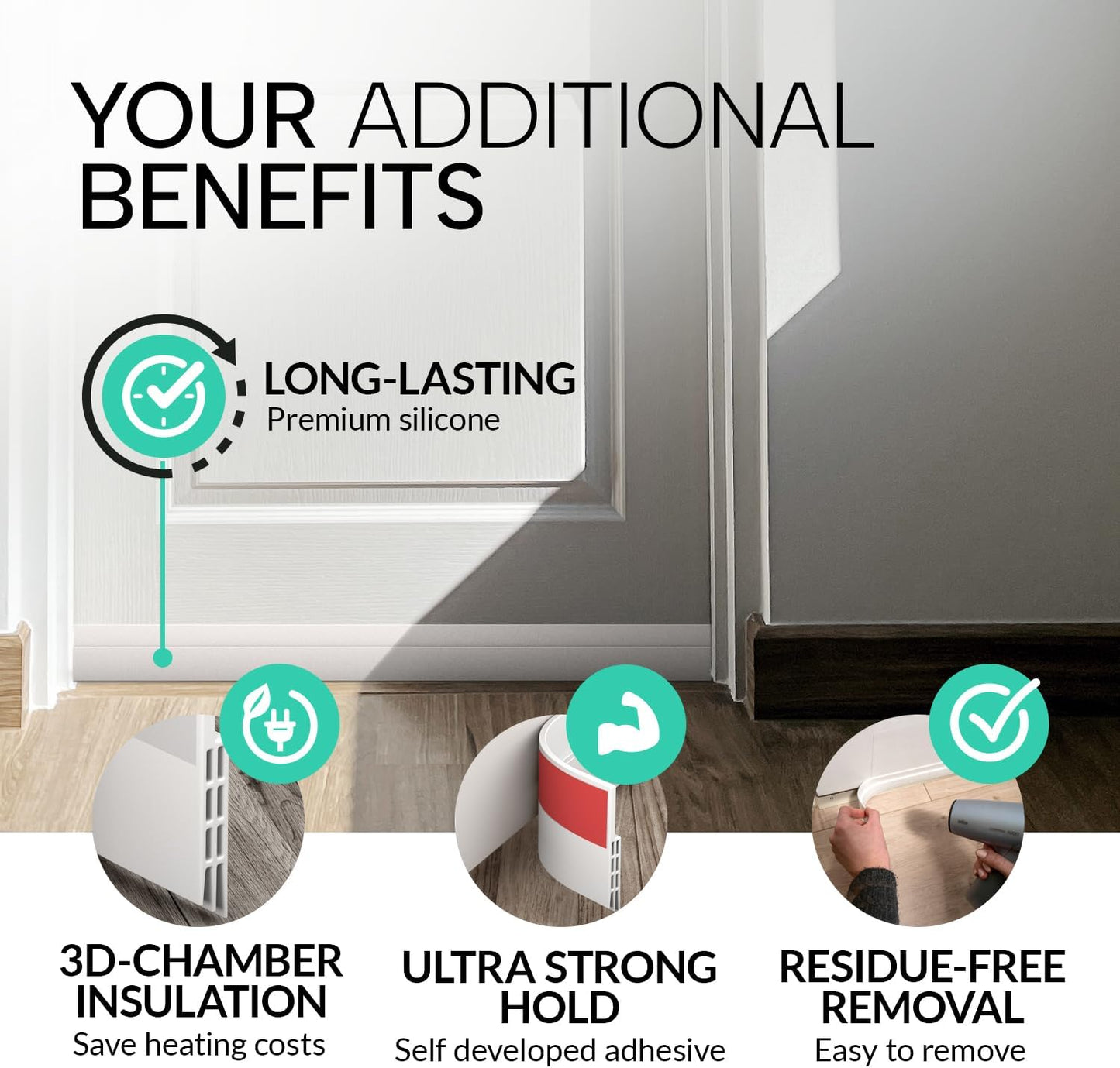 Vellure® Door Draft Stopper - Premium Weather Stripping Seal for Energy Savings | Easy Installation