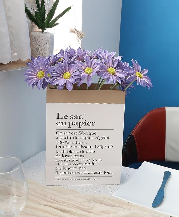 IPOPU 15pcs Daisies Artificial Flowers Faux Purple Daisies Flowers 12" Fake Wildflowers Flower Silk Flowers for Floral Arrangements Wedding Home Garden Decor (Purple)