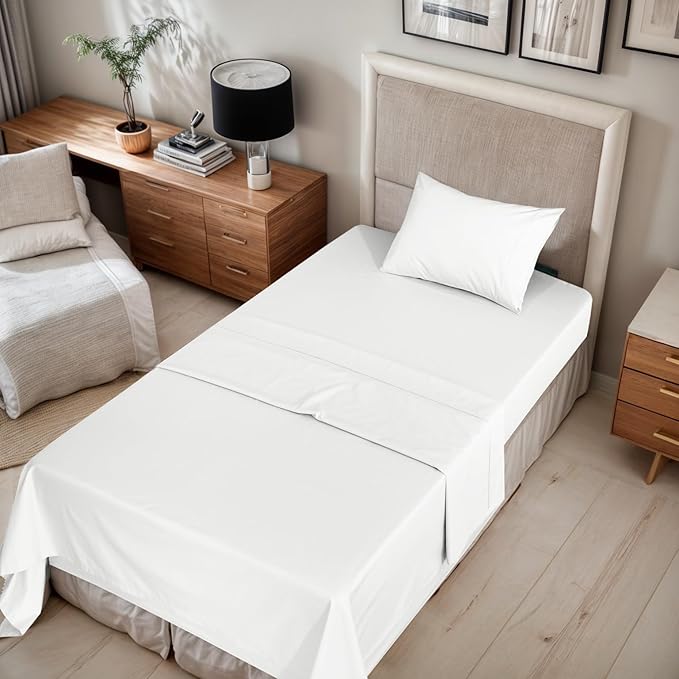 RUVANTI 100% Organic Cotton Sheets Twin XL, Percale Weave, GOTS Certified, 3-Piece Set, Deep Pocket 15", Crisp & Breathable, Soft Durable Bedding, Sábanas Algodón Orgánico – Bit of Blue