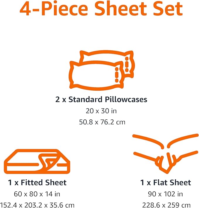 Amazon Basics Microfiber Kids' Sheet Set with Pillowcase, 4 Piece, Queen, Cosmic Adventure