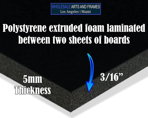Black Foam Board - 20x24 Inch | 250 Pack of 3/16 Inch Thick Foam Core for Quality Poster Backing