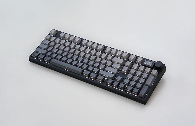 NJ98 Wireless Custom Mechanical Keyboard with Screen Knob 96% Hot Swappable RGB Keyboard Mac Windows (White, Steel Plate - Box Taro Ice Cream Pro)