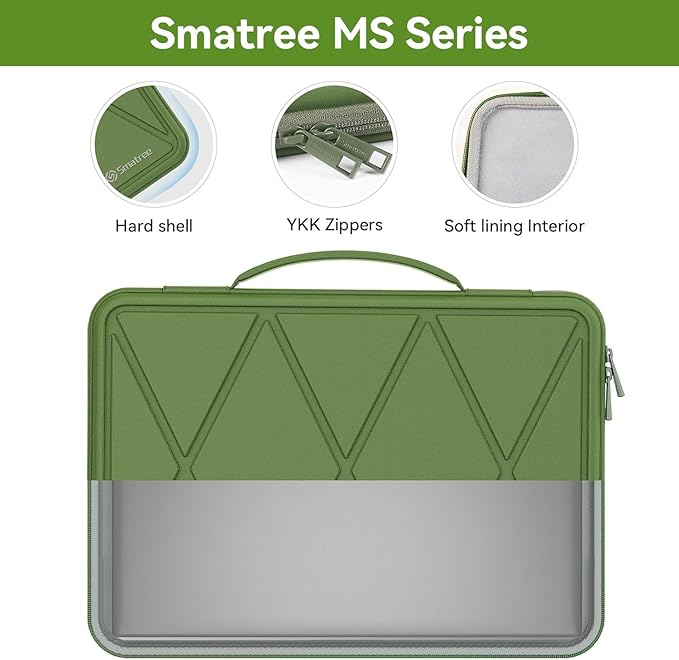 Smatree MS86 Hard EVA Protective Sleeve with Stand Compatible for 16 inch Acer ConceptD 3 Laptop Waterproof Sleeve, Green