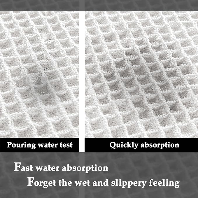 ZALL Waffle Bath Mat White Super Absorbent Non Slip Bathroom Rug 24x36inch,Machine Washable Ultra Soft Floor Mats
