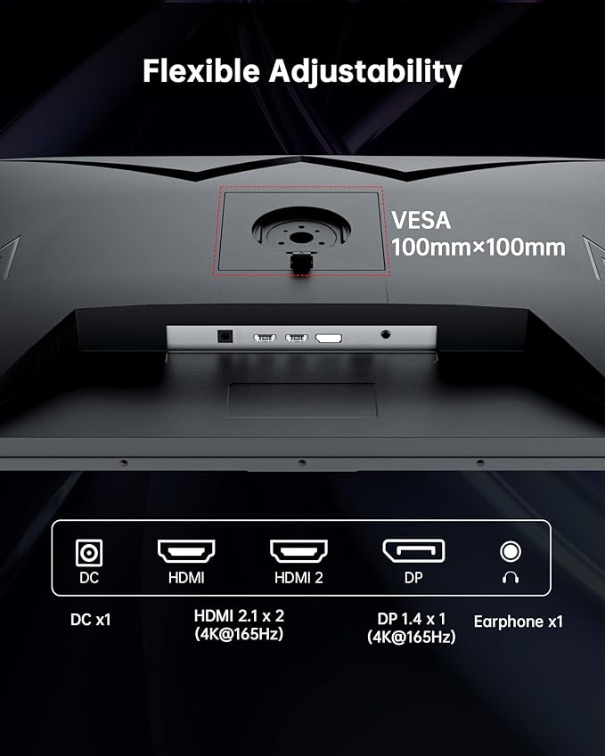 KTC 32 Inch 4K Gaming Monitor, 165Hz UHD (3840x2160P) Fast IPS Screen, 1ms (MPRT), Adaptive Sync, 3000:1 Contrast,121% sRGB,HDMI 2.1 Display Port 1.4, Tilt/Height Adjustment, VESA Mount, H32P22P