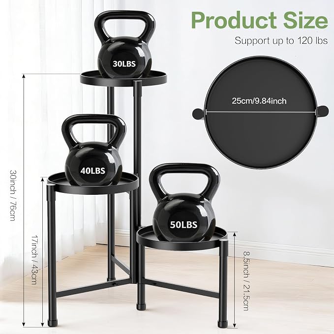 3 Tier Metal Corner Plant Stand Indoor Outdoor, Heightened widened 30'' Tall Multiple Flower Pot Display Holder, Iron Plant Rack Organizer for Living Room Garden Patio Balcony Office (black)