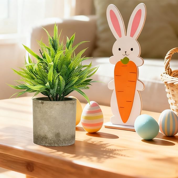 Artificial Potted Plants Set of 5, Realistic Faux Greenery in Cement Pots for Home Office Desk Bookshelf Decor, Small Fake Plants for Indoor Tabletop Decoration