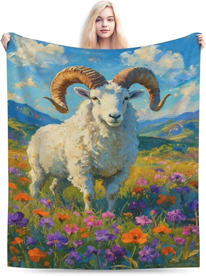Goat Blanket Goat Throw Blanket Animal Soft Cozy Fleece Fuzzy Stuffed Plush Flannel Gifts for Girls Women Boys Kids Adults 50"X60"