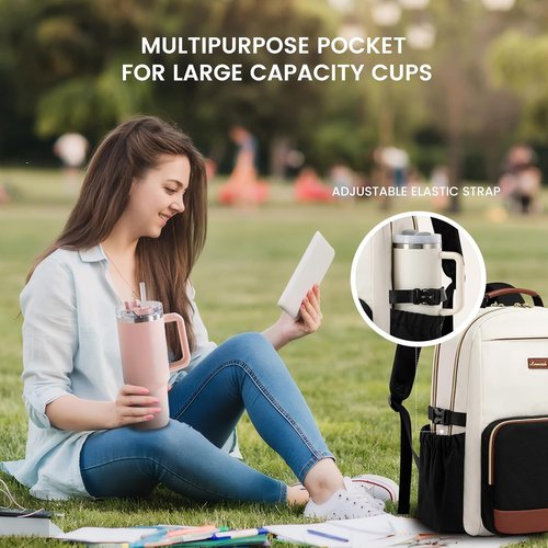 LOVEVOOK Laptop Backpack - Large Capacity Travel Bag for 18-Inch Laptops | Waterproof Design in Beige-Black-Brown