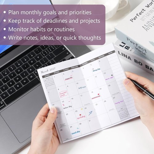 Pocket Calendar 2026-2027 by [Brand Name] - Compact Two-Year Monthly Planner in Purple for On-the-Go Scheduling