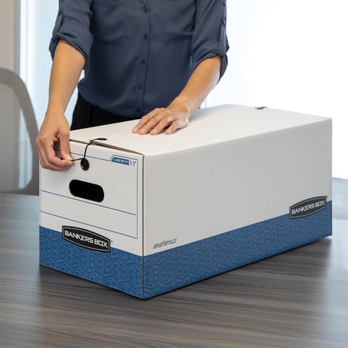 Bankers Box Heavy-Duty String & Button File Storage Box - 12-Pack, FastFold Assembly, Legal Size