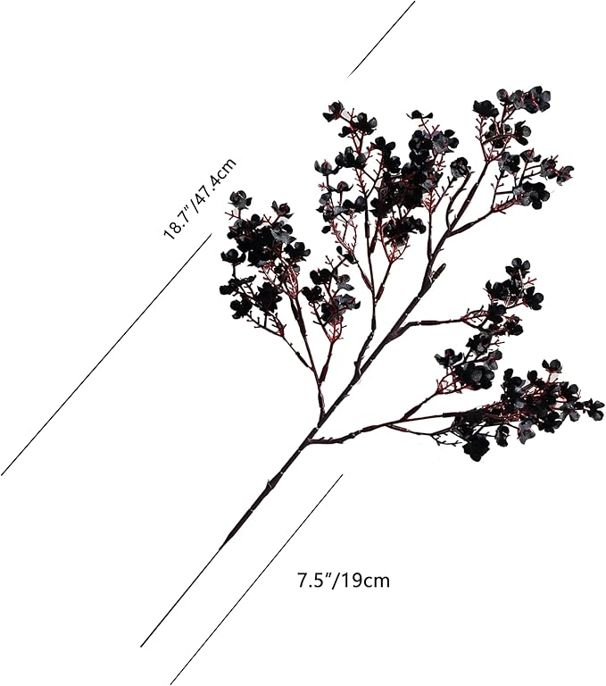 Mandy's Black Artificial Baby’s Breath European Flowers 6 Bundles Silk Gypsophila with Bendable Stems for Fall Thanksgiving & Christmas Centerpiece Wedding Decor and Table Arrangements