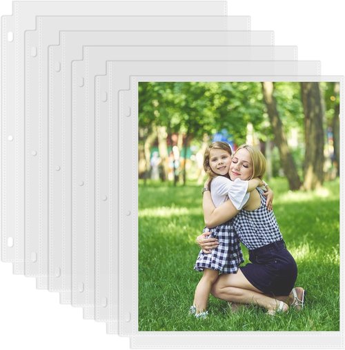 Aegero 50 Pack Photo Sleeves - Heavy-Duty Archival Protectors for 3 Ring Binders | Clear, Acid-Free 8 x 10 Pages