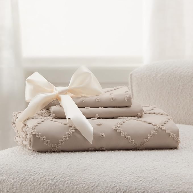 Bedsure Boho Twin Duvet Cover Size - Khaki Breathable & Soft Boho Bedding, Machine Washable Comforter Cover for All Seasons, Includes 1 Duvet Cover 68"x90" with 1 Pillow Sham & Zipper Closure