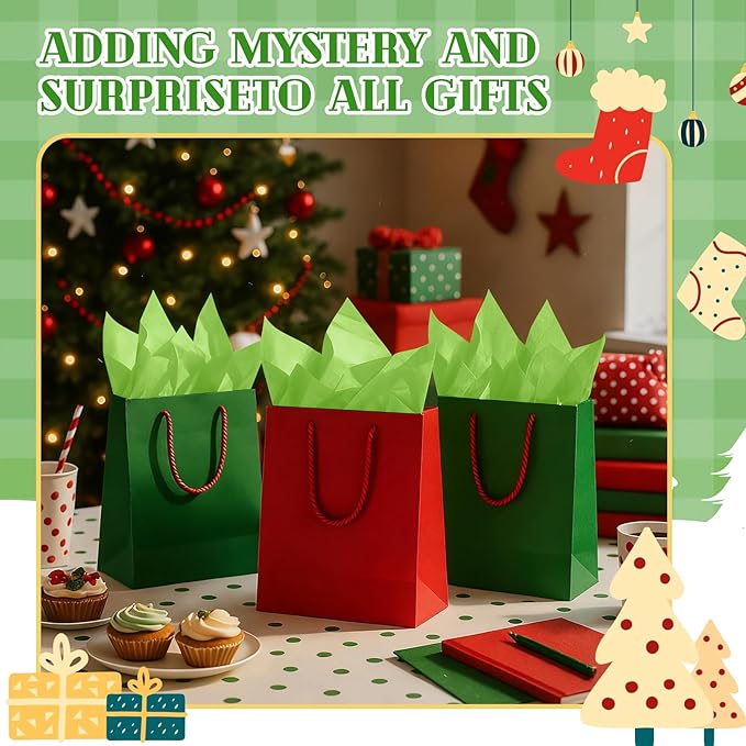 Qilery 500 Sheets Lime Green Tissue Paper Bulk 15 x 20 Inch Acid Free Christmas Wrapping Packing Gift Papers for Weddings Birthday Party Decoration, DIY Crafts, Flowers, Pom Poms, Festive Supplies