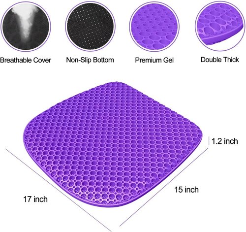 Large Gel Seat Cushion by [Brand Name] - Non-Slip, Soft & Breathable Design for Office, Car & Wheelchair (17" x 15")