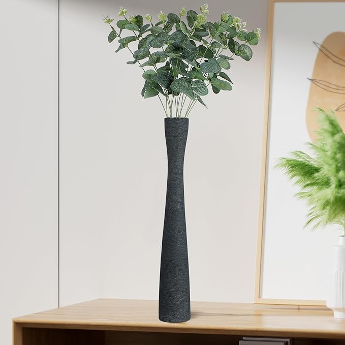 Garneck 2pcs Ceramic Flower Vases Narrow Neck Floor Vases Decorative Home Office Centerpiece Display for Floral Arrangements Glazed Pottery Design