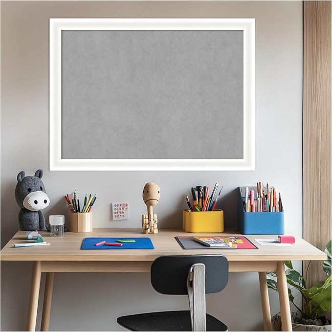 Amanti Art White Framed Magnetic Board 23x31 Medium Vision Board for use with Magnets, 100% Metal Sheet to Display Items as Office Decor or for Home Organization in mudroom, Kitchen or Kids Room