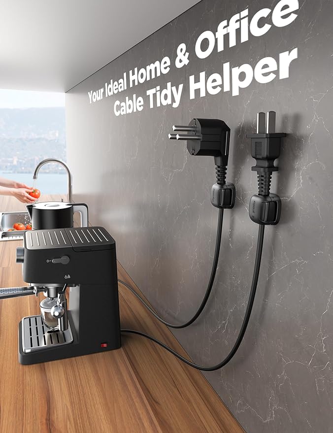 12Pack Cord Organizer - Chfeila [Dual Spring & Clasp Lock] Cable Management Clips, Adhesive Phone Charger Keeper, Compact Wire Holder for Nightstand/Car, Home Office Desk Accessories Decor Essentials
