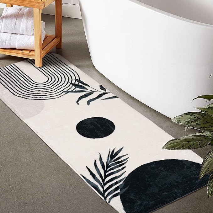 Boho Bathroom Runner Rugs 24 x 60 Non Slip, Large Long Bathroom Rug Cute Bath Mat for Bathtub Washable Shower Rug
