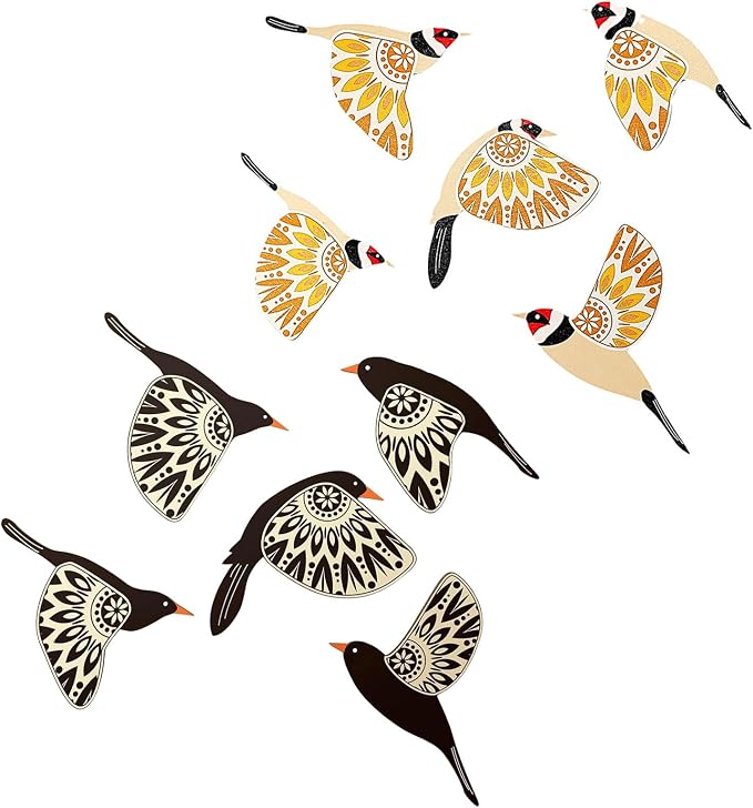Handcrafted Bird Wall Decors 5Pieces Wooden Hanging Ornaments for Home Decoration Scandinavian Maximalist Styles Gift Wooden Bird Wall Sticker
