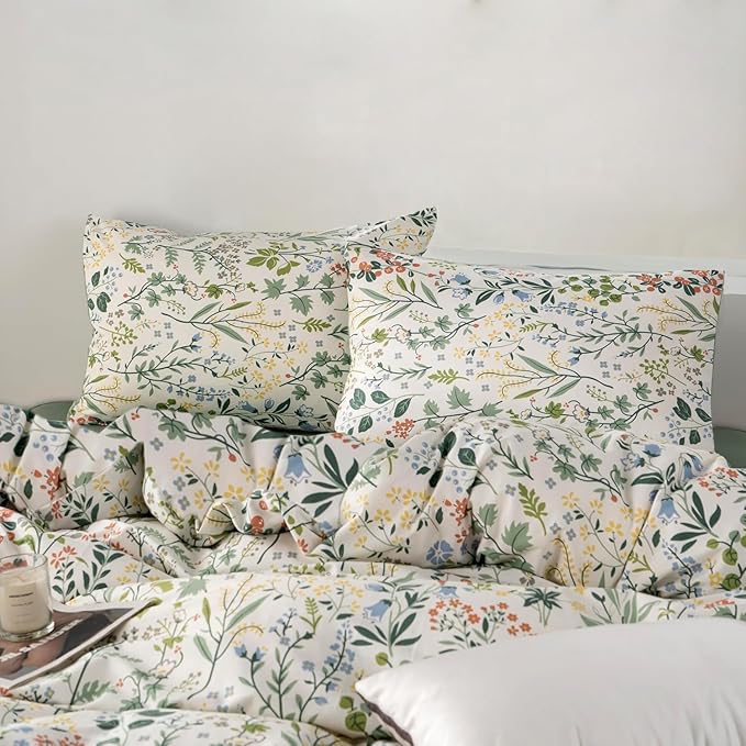 Vintage Garden Floral Comforter Set King Size Comforter Botanical Floral Bedding Comforter King Coquette Bedding Aesthetic Cute Flowers Pattern Comforter for Girls Women Fluffy Cottagecore Bedding Set