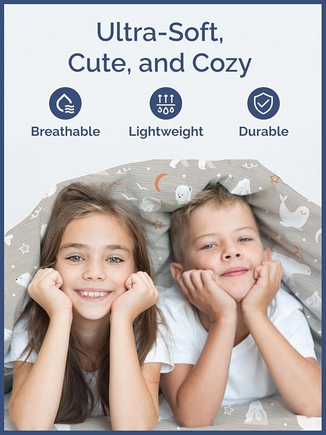 Kids Polar Bears Queen 4 Piece Sheet Set - Boys, Girls, Teens, Toddler - Easy Fit, Deep Pockets - Breathable, Hotel Quality Sheets - Machine Washable & Wrinkle Free - Cute, Cozy & Soft - CGK Linens