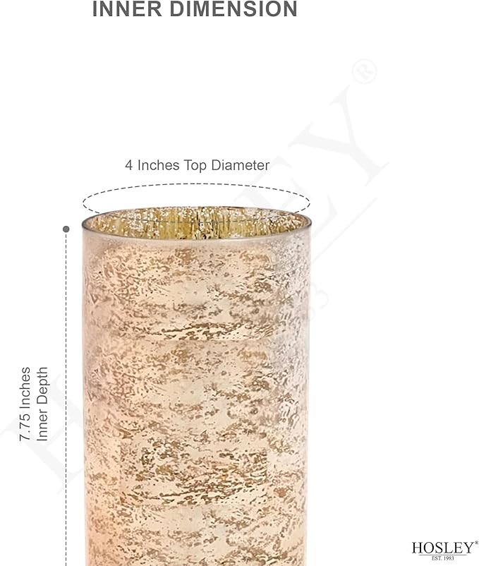 Hosley Set of 2 Mercury Rose Gold Glass Vases – Stylish Decorative Vessels for Boho Home Decor, Weddings, Events, Gifts, Table Centerpieces, and Creative DIY Craft Projects