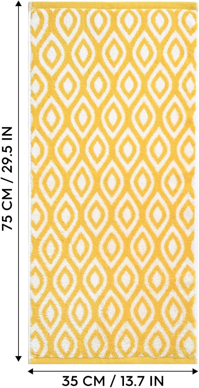 Artoid Mode 1 Pc Beige Yellow Diamond Grid Jacquard Hand Towels for Bathroom, 100% Cotton Soft Absorbent Bathroom Decor Towels, 13.7 x 29.5 Inch