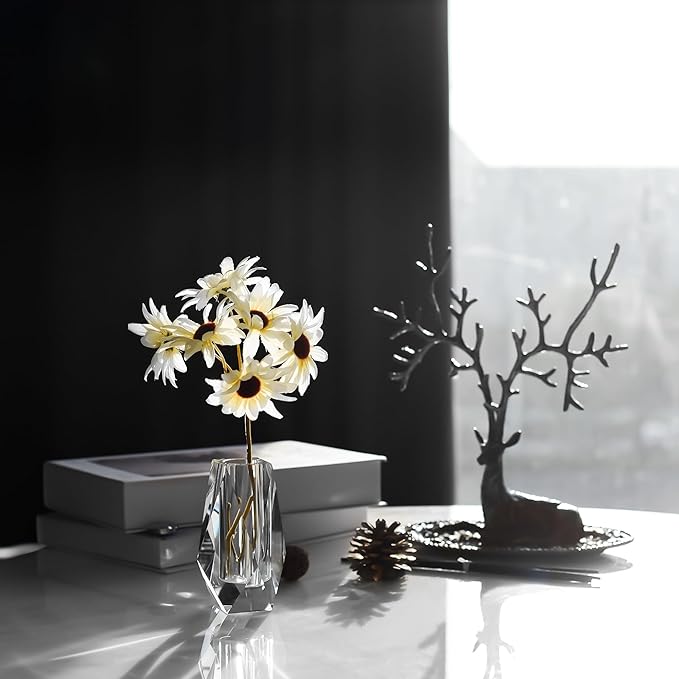 Kitcom Flower/Bud Crystal Vase Decorative Vases for Home, Wedding, Christmas, Outline Dimensions W2''xH4.3'', Clear with Gift Box