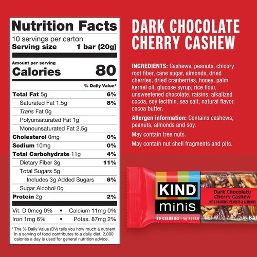 KIND Mini Snack Bars Variety Pack - Gluten Free, Low Sugar, Low Calorie Treats | 80 Count