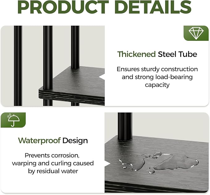 Bamworld Corner Plant Stand Indoor, 4 Tier Metal Plant Shelf for Multiple Plants, Tiered Flower Pot Stands for Patio Garden Balcony Living Room Bedroom, Black