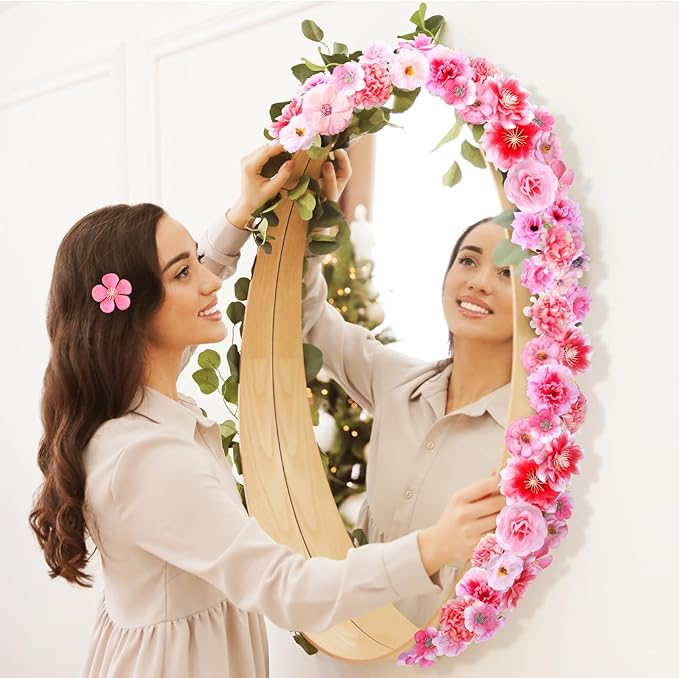 Geosar 120 Pcs Small Flowers for Crafts Mini Faux Flowers Artificial Silk Fabric Floral Arrangement Decor for DIY Wreath Bouquets Wedding Shower Home Decor(Pink,Cozy Style)