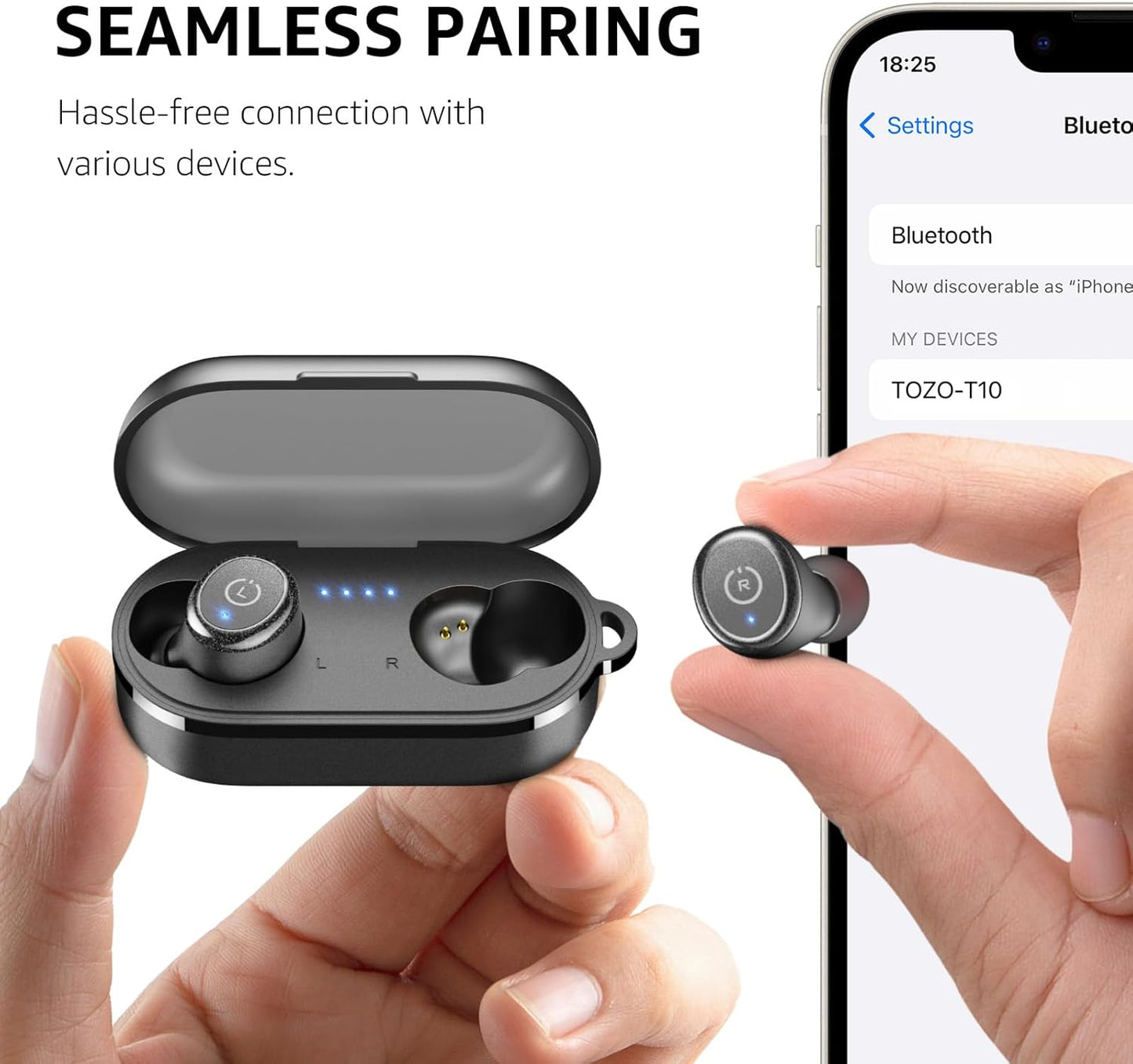 TOZO T10 Wireless Earbuds - Bluetooth 5.3, Ergonomic Design, 55H Playtime, IPX8 Waterproof