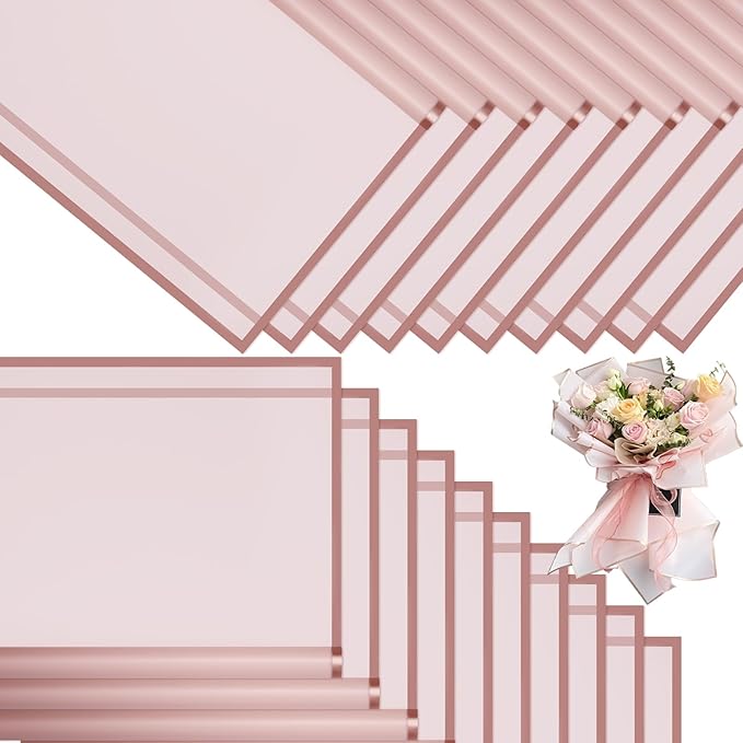 DEWJDFSC 20 Sheets Flower Wrapping Paper,Waterproof Floral Korean Bouquet Wrapping Paper, Florist Supplies, Suitable for Flowers Gift Packaging (Pink-4)