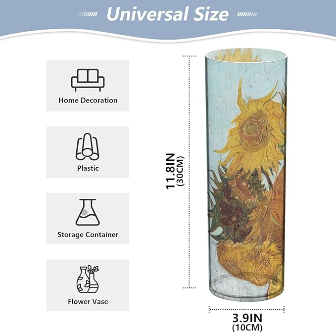 Vase Plastic Vase Elegant Cylinder Flower Vase Shatterproof Decorative Centerpiece for Home Table Office Weddings Events (11.8 x 3.9 in)